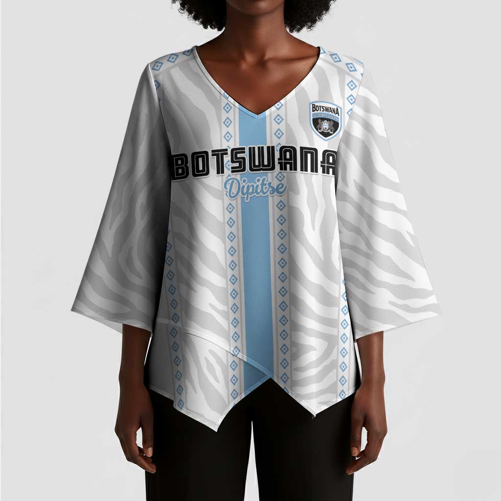 Custom Botswana Football Kimono Sleeve Blouse Botswana Rising Again - Blue - African Pride