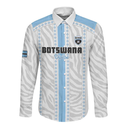 Custom Botswana Football Long Sleeve Button Shirt Botswana Rising Again - Blue - African Pride