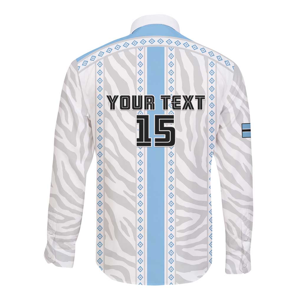 Custom Botswana Football Long Sleeve Button Shirt Botswana Rising Again - Blue - African Pride