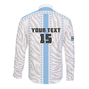 Custom Botswana Football Long Sleeve Button Shirt Botswana Rising Again - Blue - African Pride