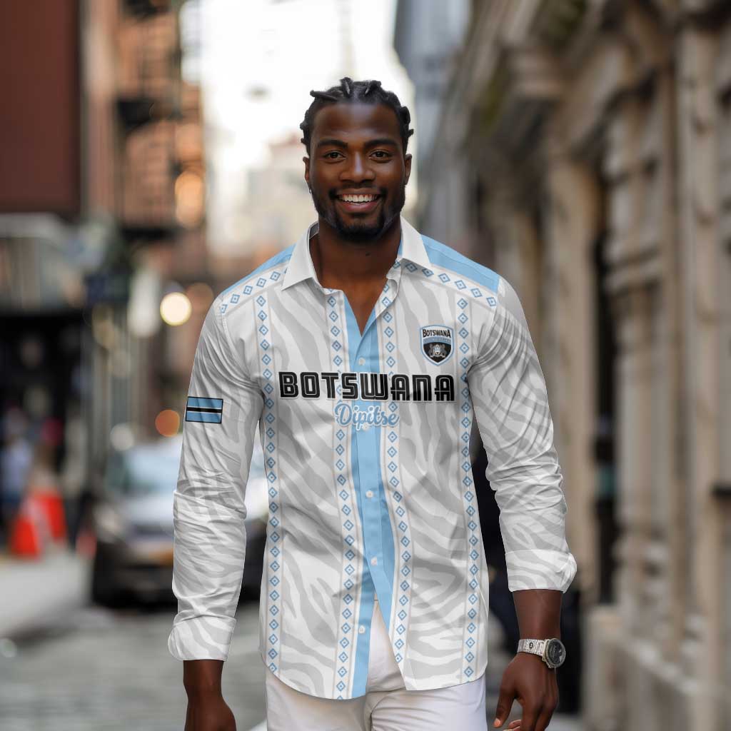 Custom Botswana Football Long Sleeve Button Shirt Botswana Rising Again - Blue - African Pride