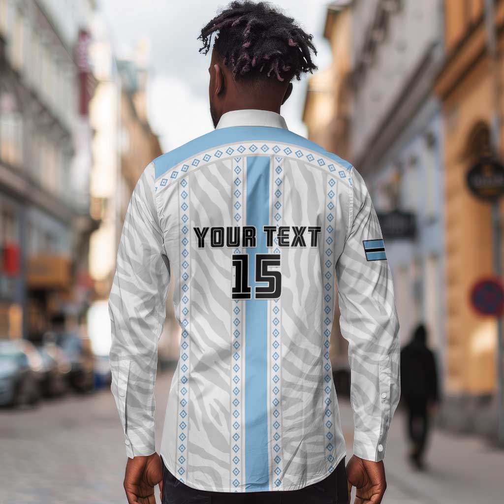 Custom Botswana Football Long Sleeve Button Shirt Botswana Rising Again - Blue - African Pride