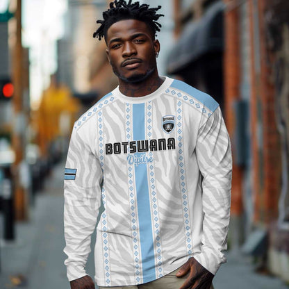 Custom Botswana Football Long Sleeve Shirt Botswana Rising Again - Blue - African Pride