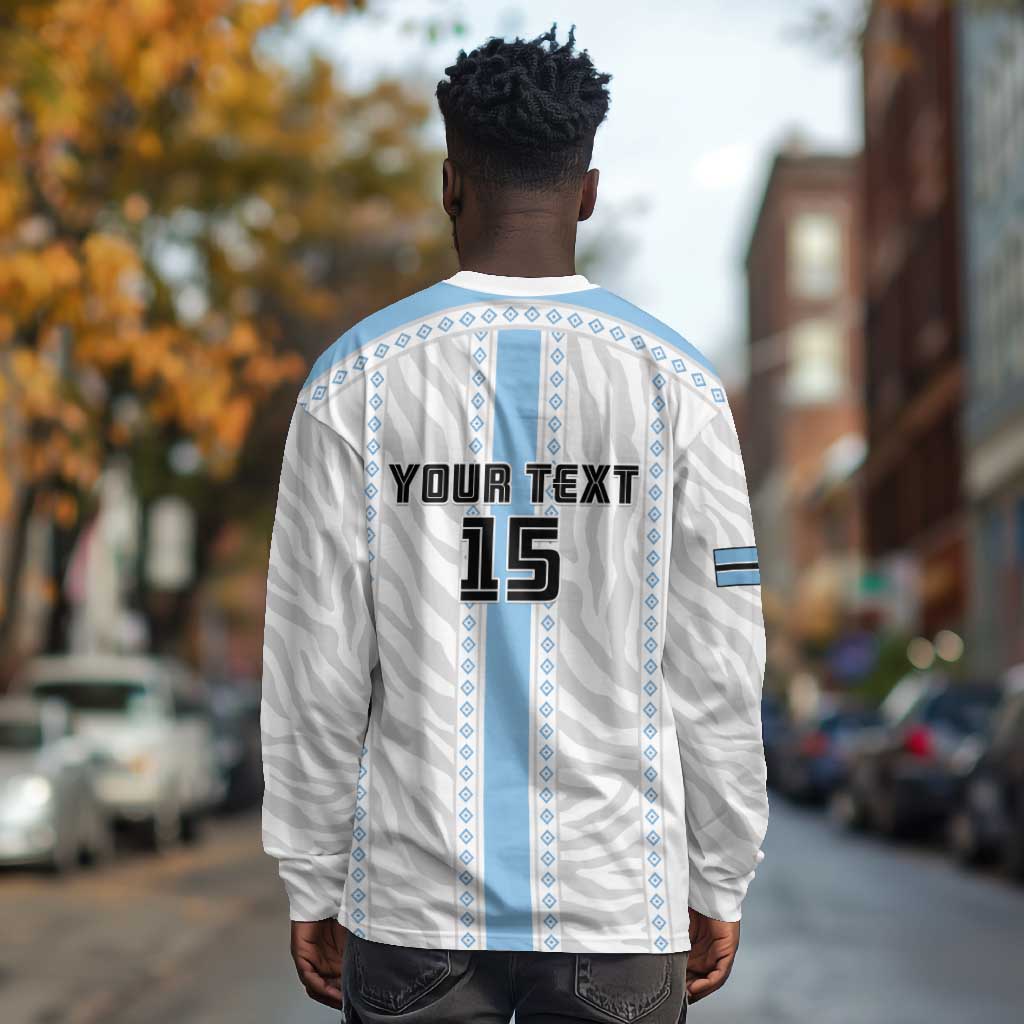 Custom Botswana Football Long Sleeve Shirt Botswana Rising Again - Blue - African Pride