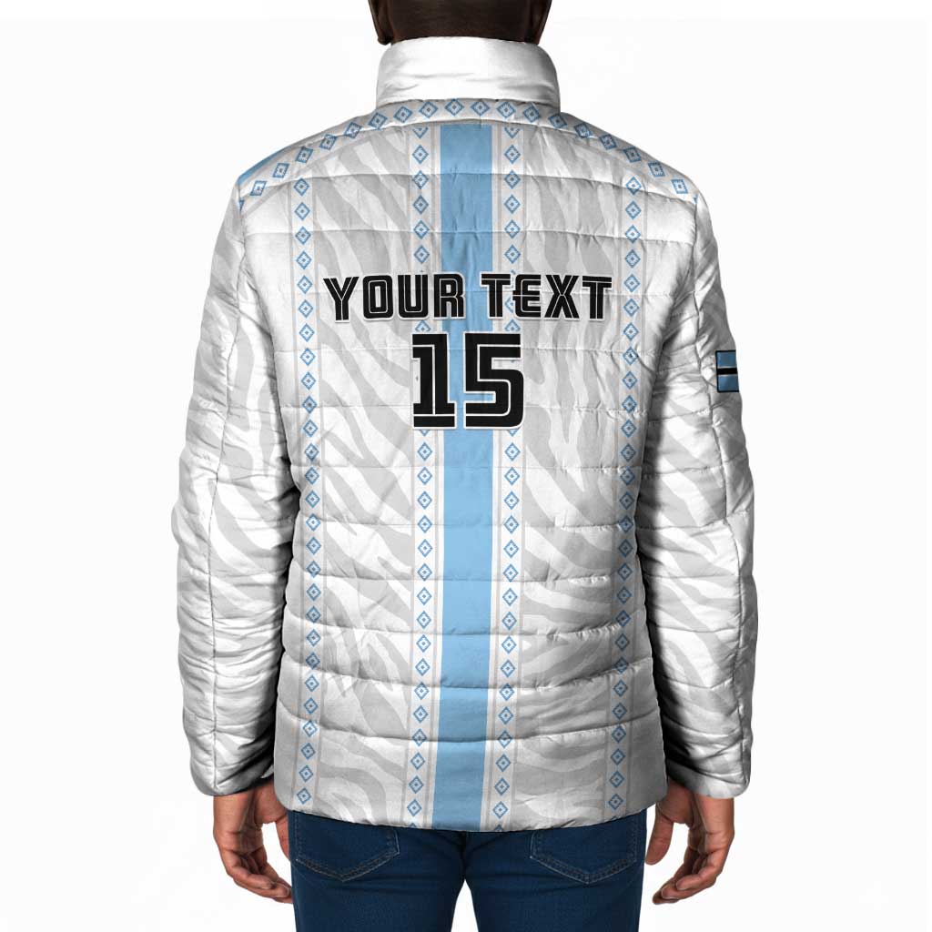 Custom Botswana Football Padded Jacket Botswana Rising Again - Blue - African Pride