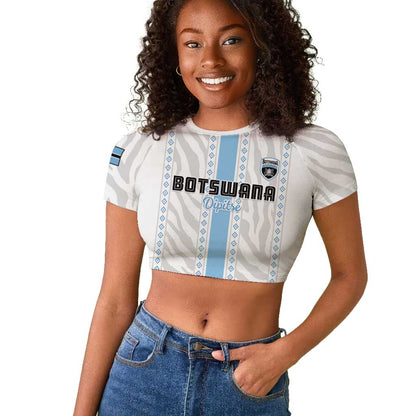 Custom Botswana Football Raglan Cropped T shirt Botswana Rising Again - Blue LT15