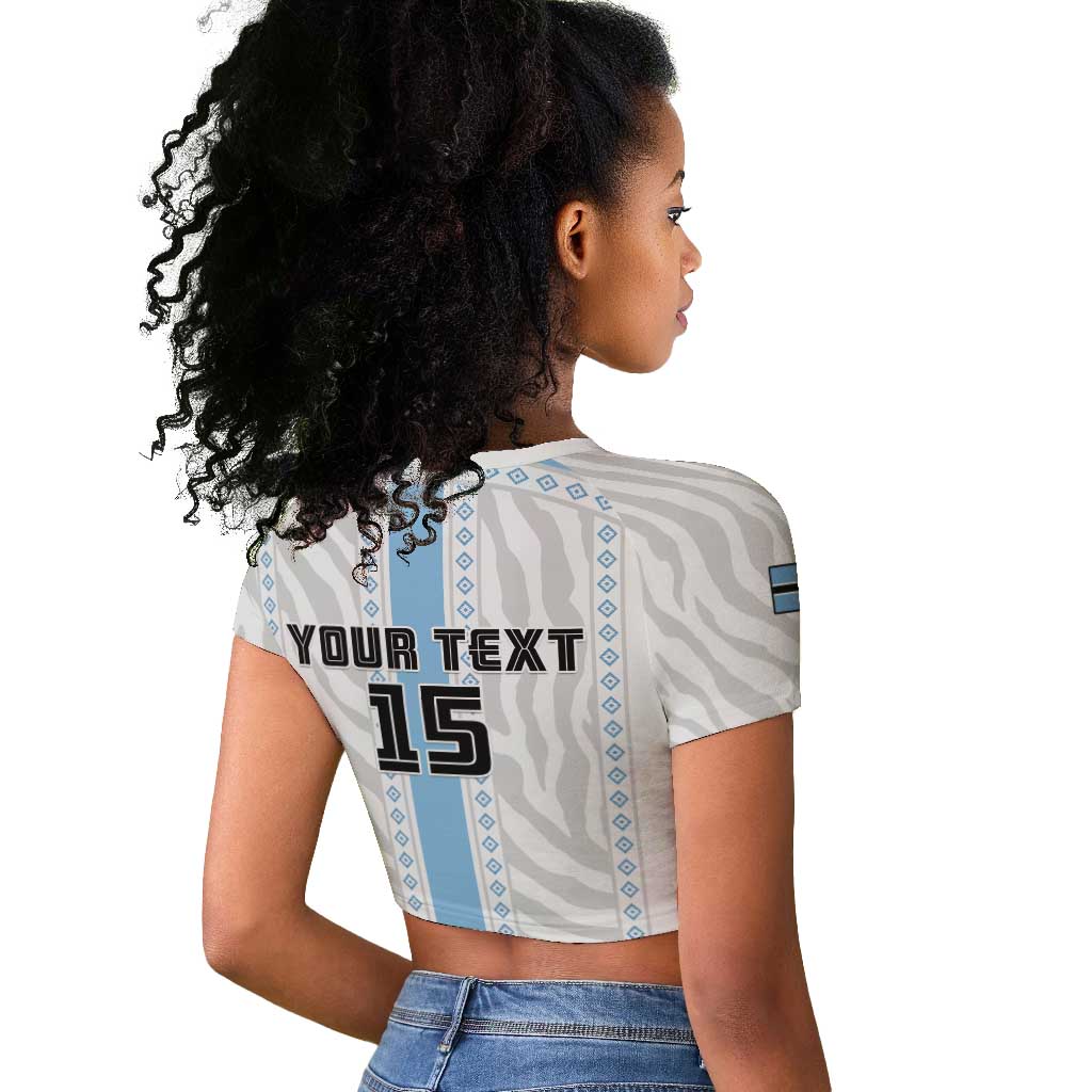 Custom Botswana Football Raglan Cropped T shirt Botswana Rising Again - Blue LT15