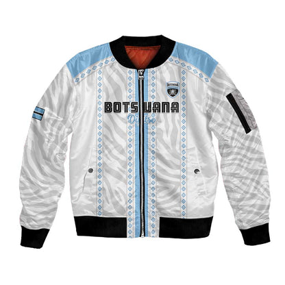 Custom Botswana Football Sleeve Zip Bomber Jacket Botswana Rising Again - Blue - African Pride