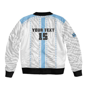 Custom Botswana Football Sleeve Zip Bomber Jacket Botswana Rising Again - Blue - African Pride