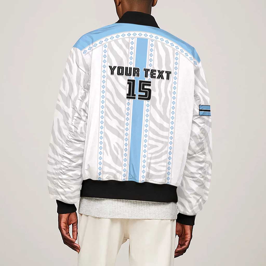 Custom Botswana Football Sleeve Zip Bomber Jacket Botswana Rising Again - Blue - African Pride