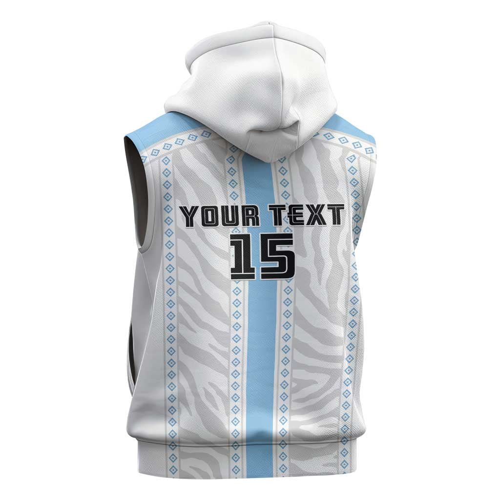 Custom Botswana Football Sleeveless Hoodie Botswana Rising Again - Blue - African Pride