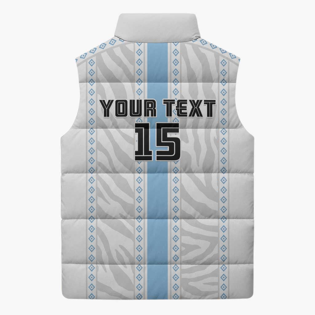 Custom Botswana Football Sleeveless Puffer Jacket Botswana Rising Again - Blue - African Pride