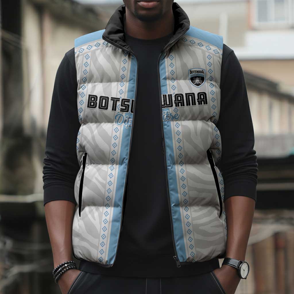 Custom Botswana Football Sleeveless Puffer Jacket Botswana Rising Again - Blue - African Pride
