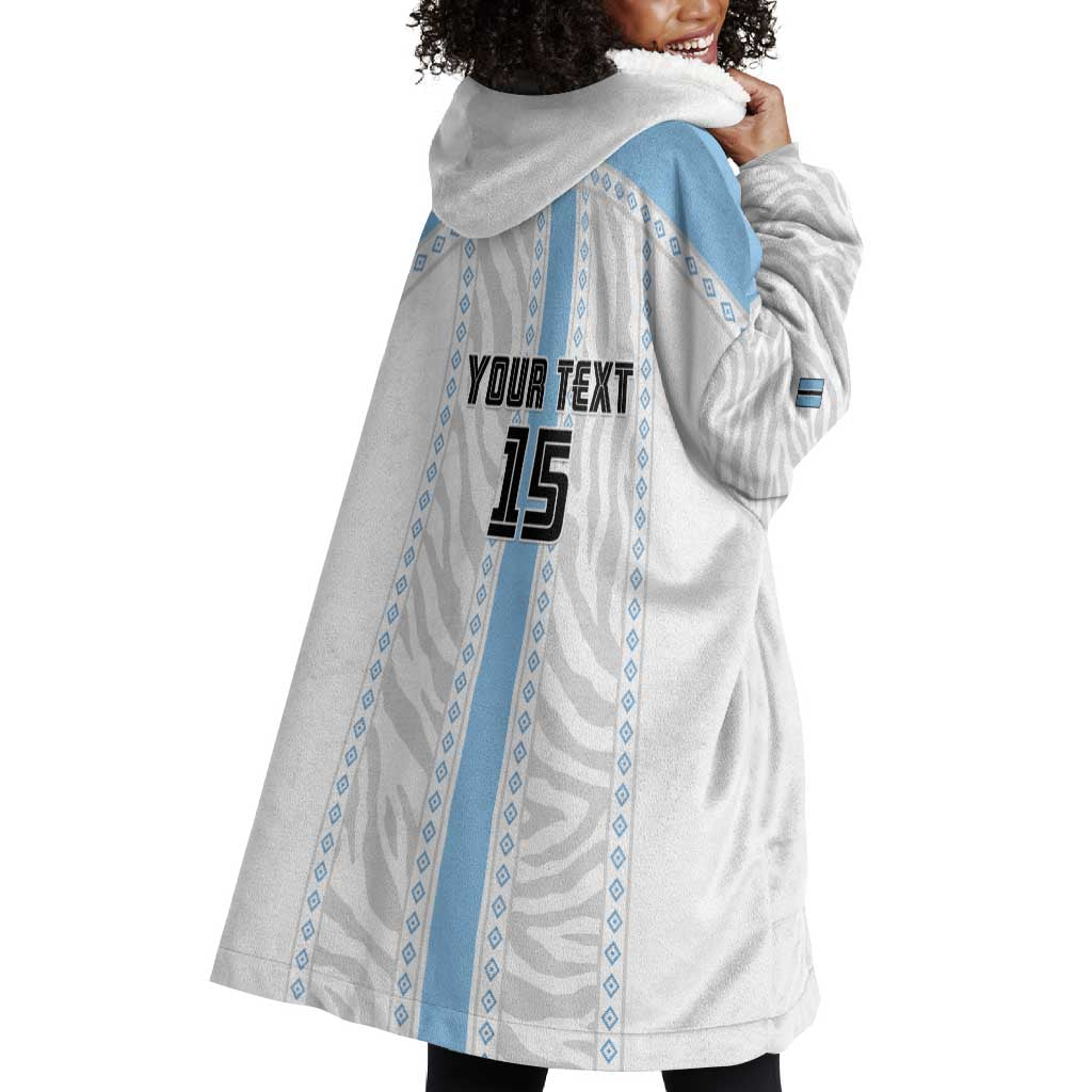 Custom Botswana Football Wearable Blanket Hoodie Botswana Rising Again - Blue - African Pride