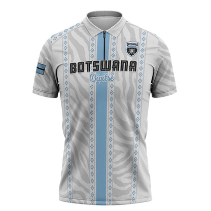 Custom Botswana Football Zipper Polo Shirt Botswana Rising Again - Blue - African Pride