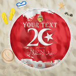 Personalized Afro Tunisia Beach Blanket Happy 69th Anniversary Independence