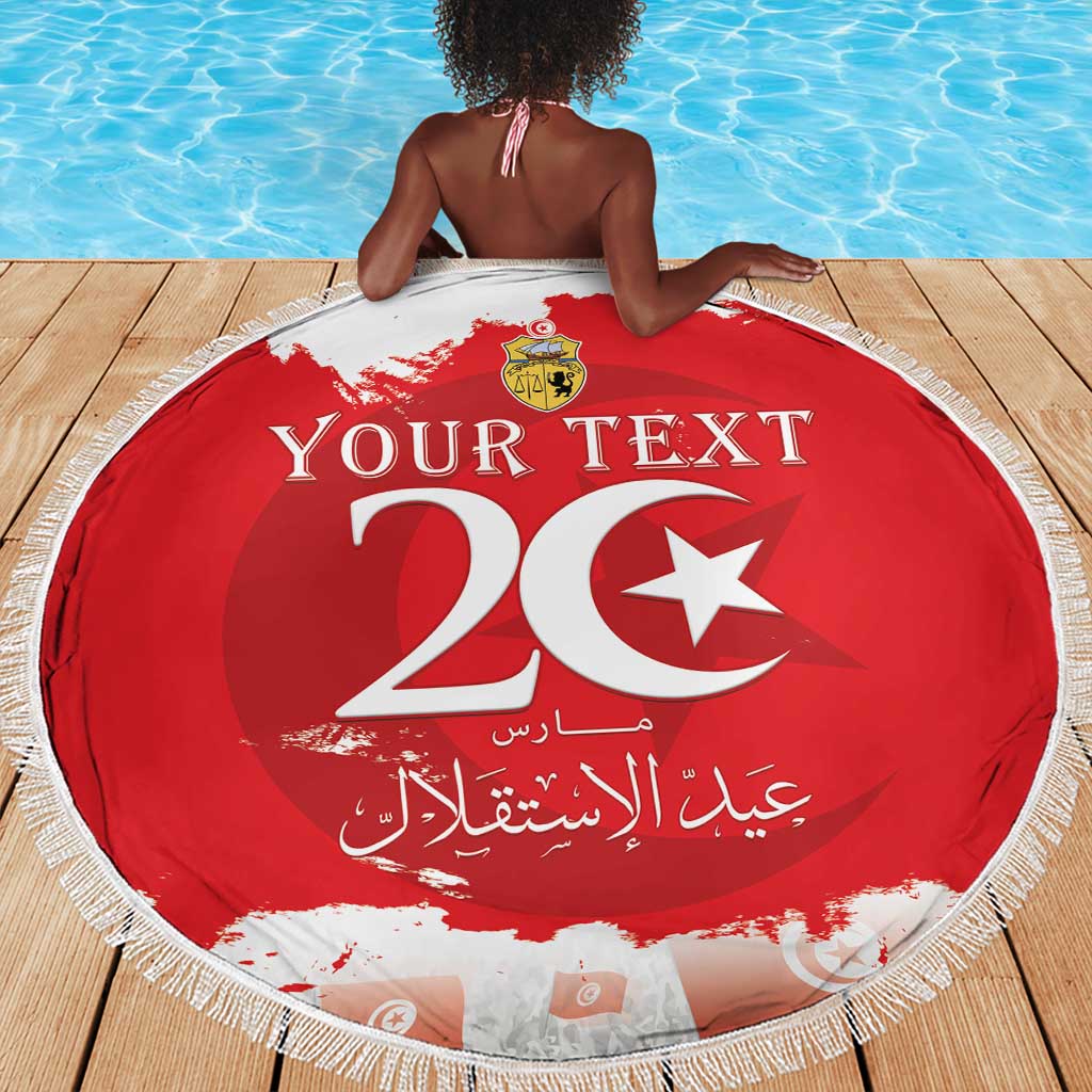 Personalized Afro Tunisia Beach Blanket Happy 69th Anniversary Independence
