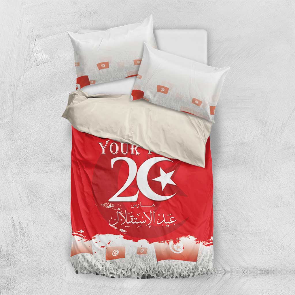Personalized Afro Tunisia Bedding Set Happy 69th Anniversary Independence