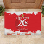 Personalized Afro Tunisia Rubber Doormat Happy 69th Anniversary Independence