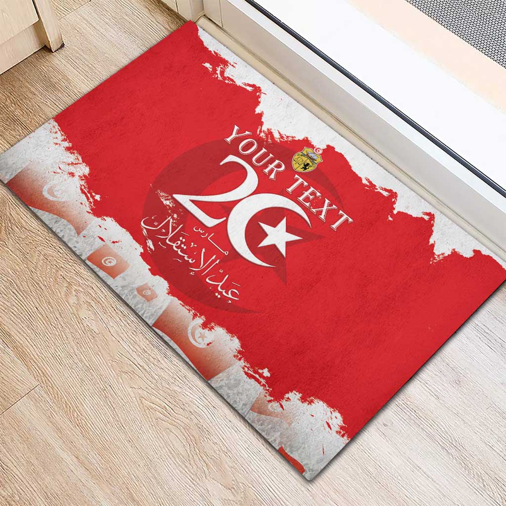 Personalized Afro Tunisia Rubber Doormat Happy 69th Anniversary Independence