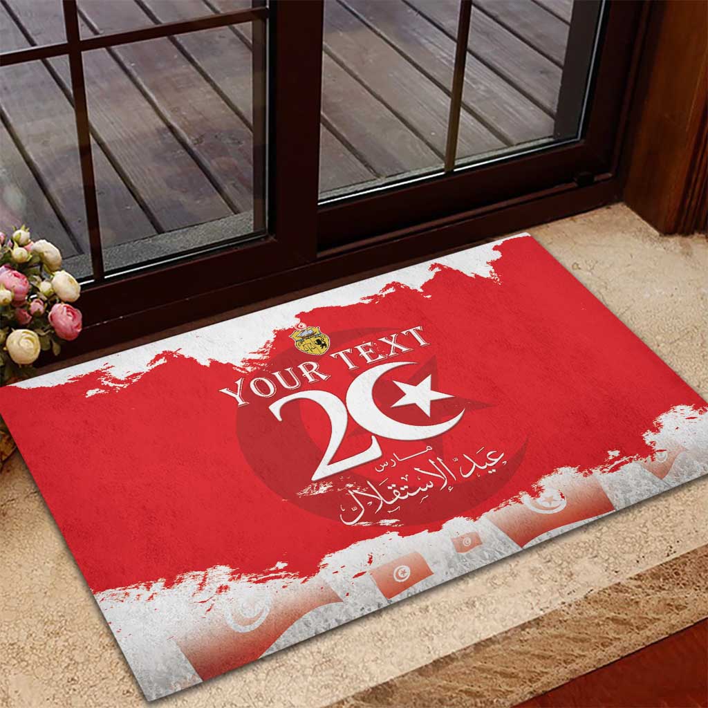 Personalized Afro Tunisia Rubber Doormat Happy 69th Anniversary Independence