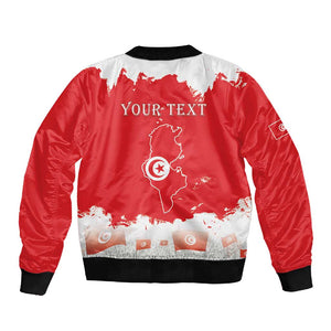 Personalized Afro Tunisia Sleeve Zip Bomber Jacket Happy 69th Anniversary Independence