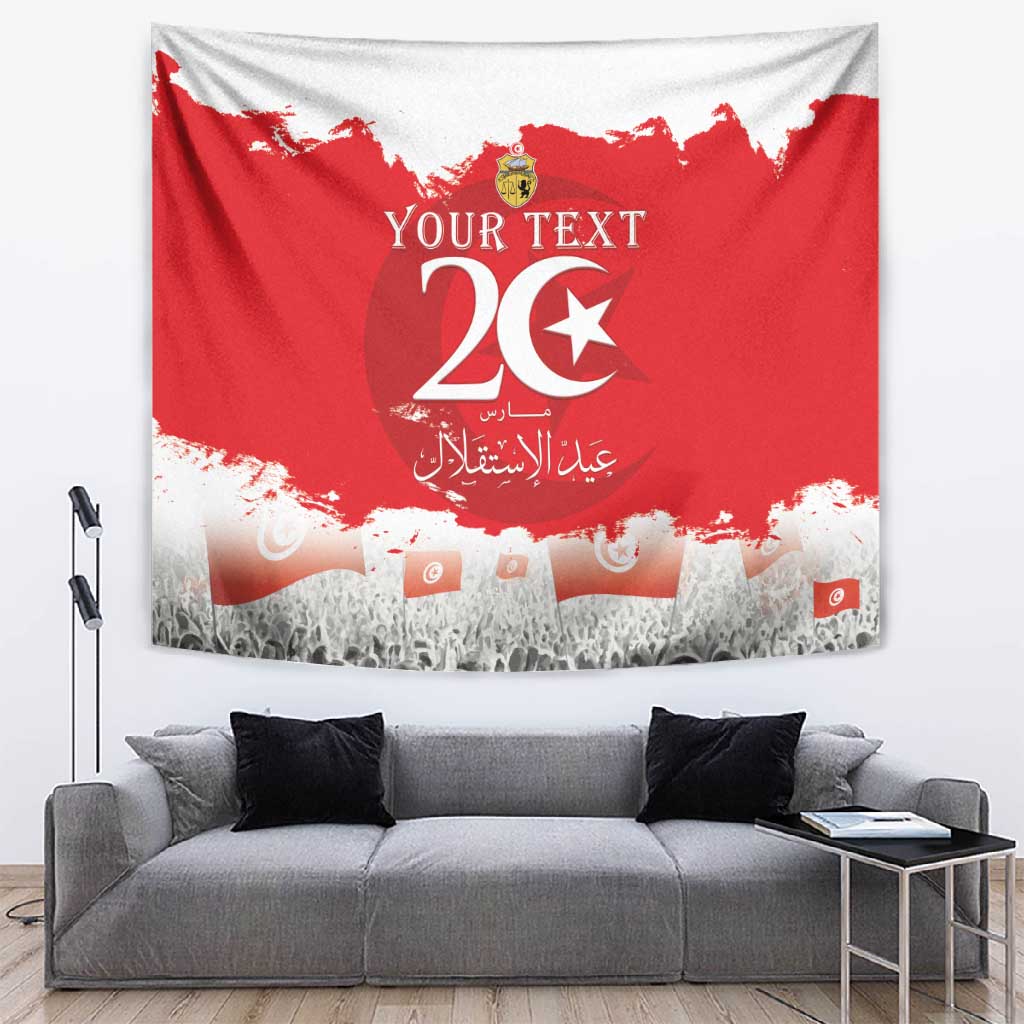 Personalized Afro Tunisia Tapestry Happy 69th Anniversary Independence