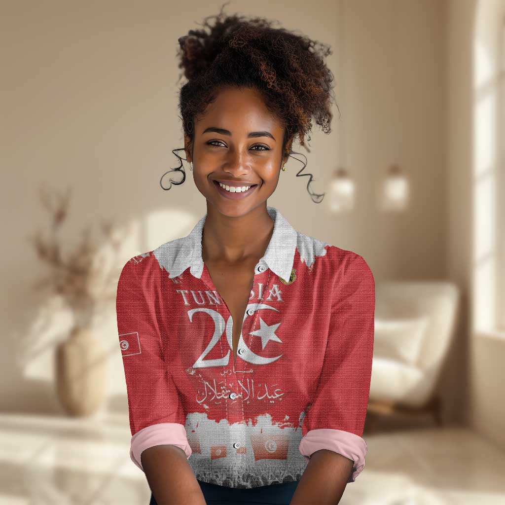 Personalized Afro Tunisia Women Casual Shirt Happy 69th Anniversary Independence