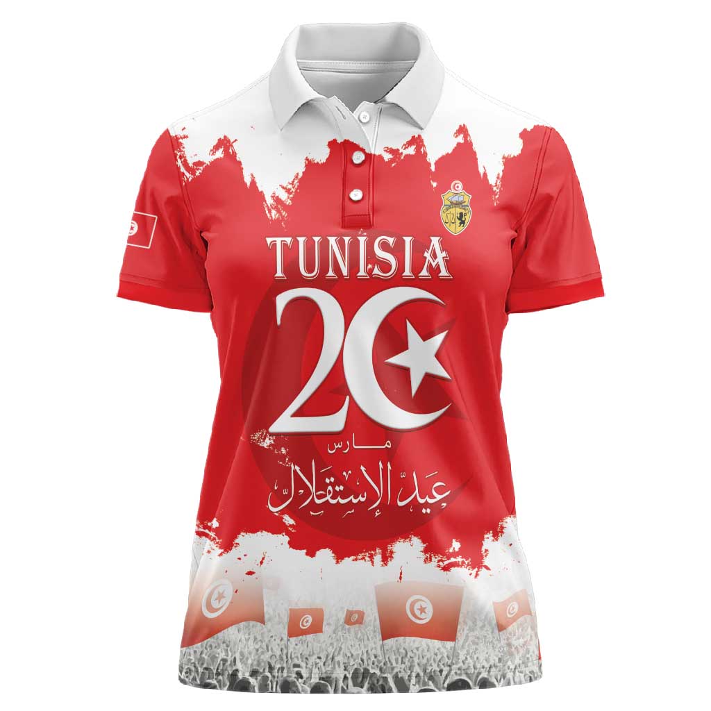 Personalized Afro Tunisia Women Polo Shirt Happy 69th Anniversary Independence