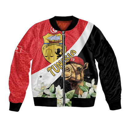 Personalized Afro Tunisia Bomber Jacket Camelus Dromedarius With Jasmine