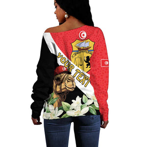 Personalized Afro Tunisia Off Shoulder Sweater Camelus Dromedarius With Jasmine