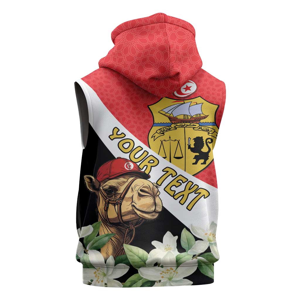 Personalized Afro Tunisia Sleeveless Zip Hoodie Camelus Dromedarius With Jasmine - African Pride