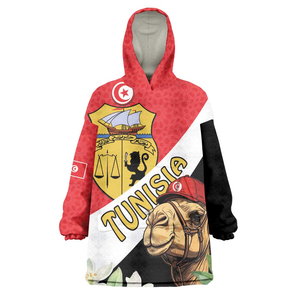 Personalized Afro Tunisia Wearable Blanket Hoodie Camelus Dromedarius With Jasmine