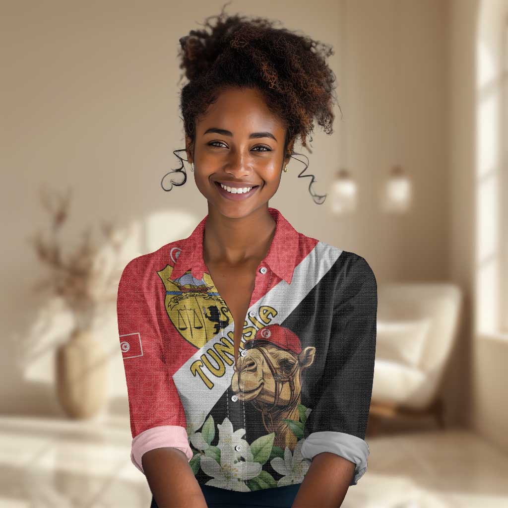 Personalized Afro Tunisia Women Casual Shirt Camelus Dromedarius With Jasmine