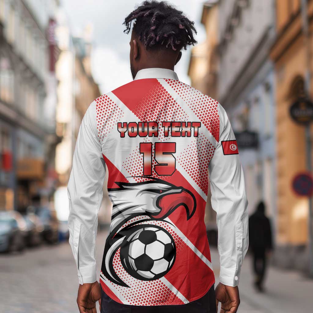 Custom Tunisia Football Long Sleeve Button Shirt Go Eagles of Carthage
