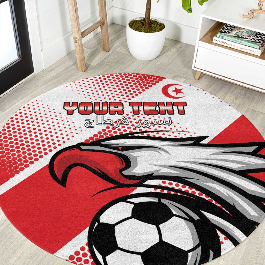 Custom Tunisia Football Round Carpet Go Eagles of Carthage