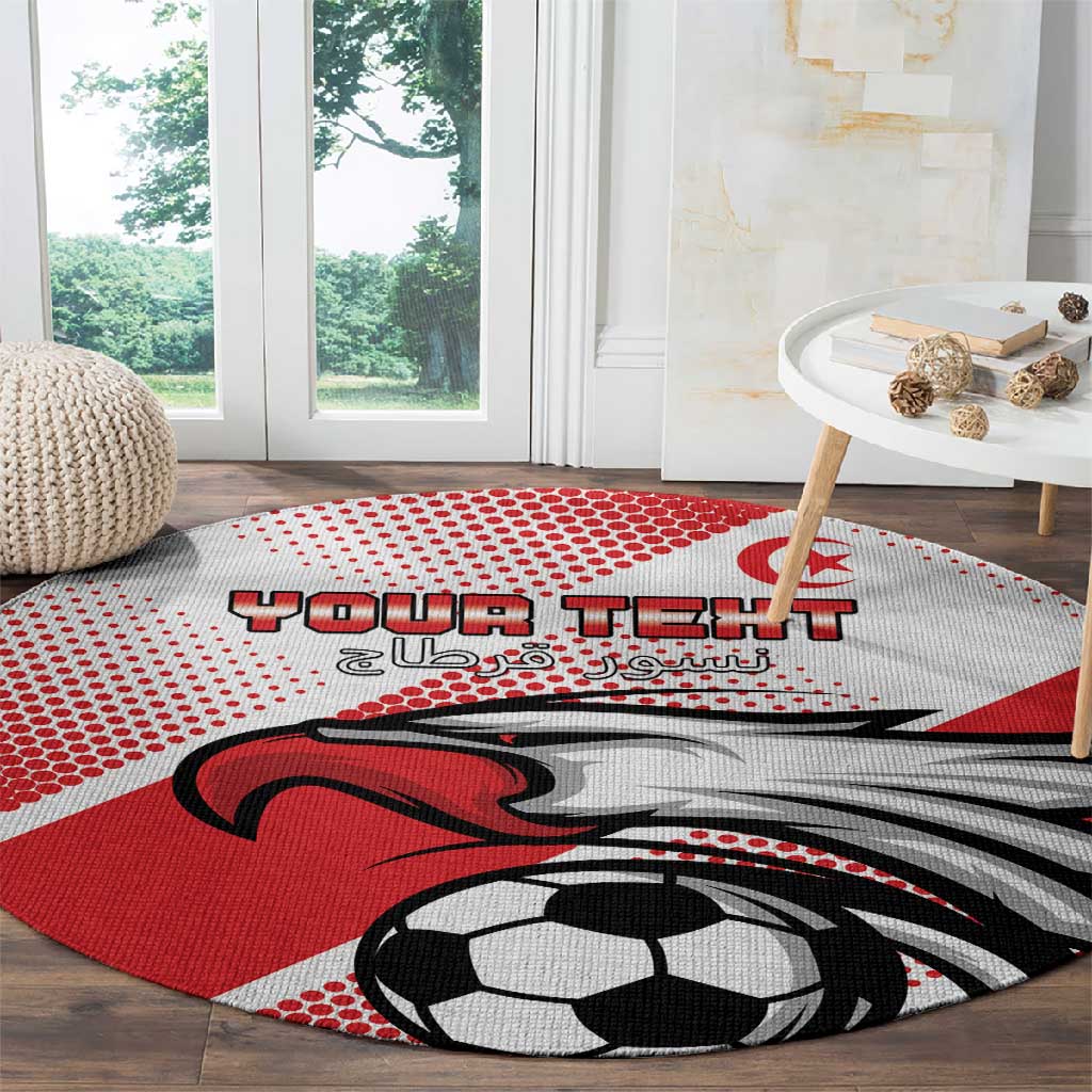 Custom Tunisia Football Round Carpet Go Eagles of Carthage