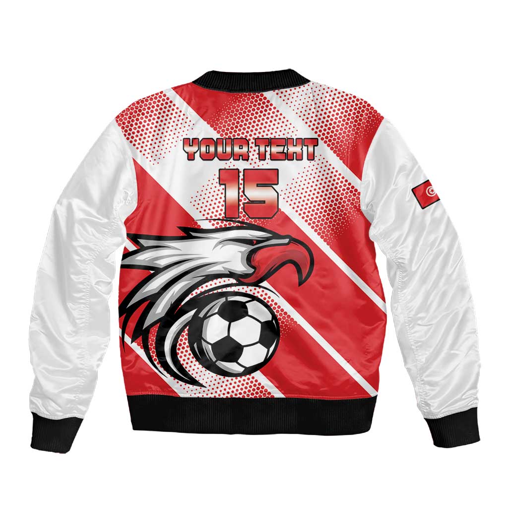 Custom Tunisia Football Sleeve Zip Bomber Jacket Go Eagles of Carthage