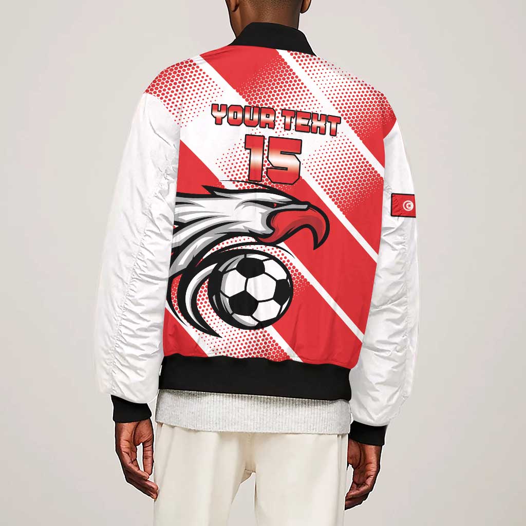Custom Tunisia Football Sleeve Zip Bomber Jacket Go Eagles of Carthage