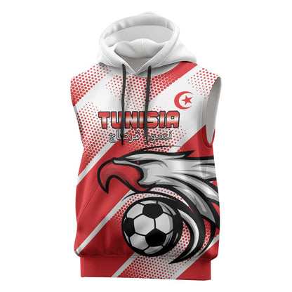Custom Tunisia Football Sleeveless Hoodie Go Eagles of Carthage - African Pride