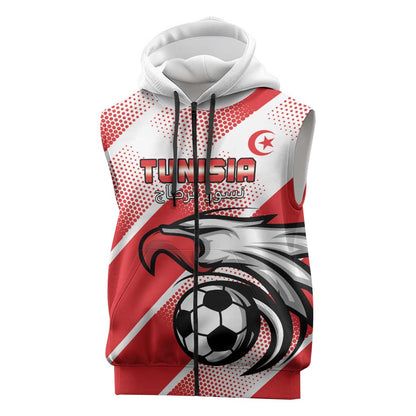 Custom Tunisia Football Sleeveless Zip Hoodie Go Eagles of Carthage - African Pride