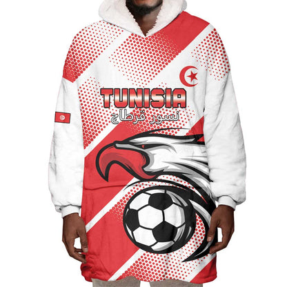 Custom Tunisia Football Wearable Blanket Hoodie Go Eagles of Carthage