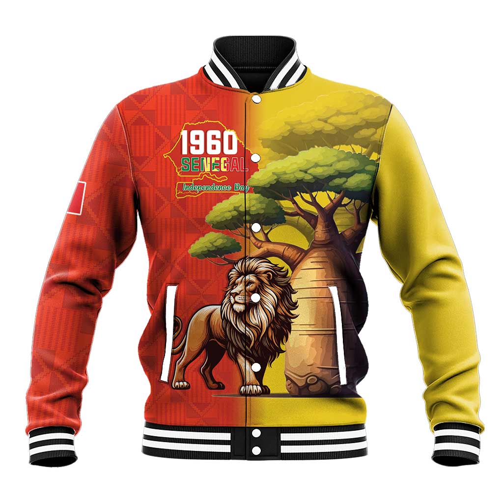 Afro Senegal Independence Day Baseball Jacket 65th Anniversary - Kente Pattern