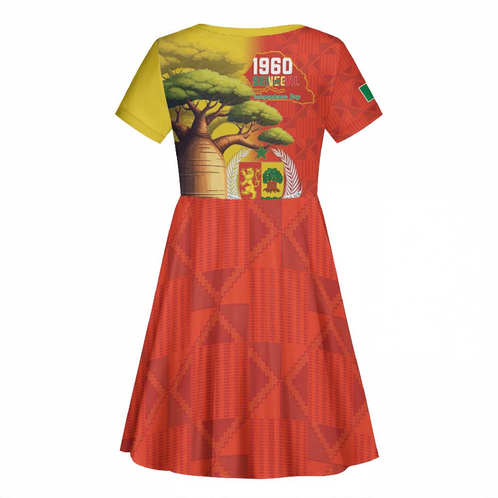 Afro Senegal Independence Day Kid Short Sleeve Dress 65th Anniversary - Kente Pattern