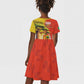Afro Senegal Independence Day Kid Short Sleeve Dress 65th Anniversary - Kente Pattern