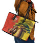 Afro Senegal Independence Day Leather Tote Bag 65th Anniversary - Kente Pattern