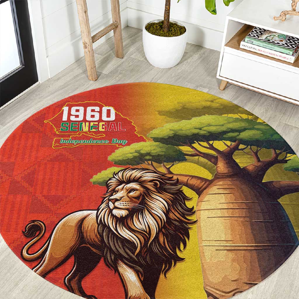 Afro Senegal Independence Day Round Carpet 65th Anniversary - Kente Pattern