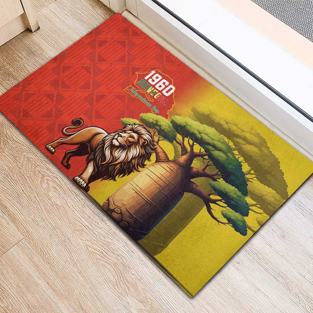 Afro Senegal Independence Day Rubber Doormat 65th Anniversary - Kente Pattern