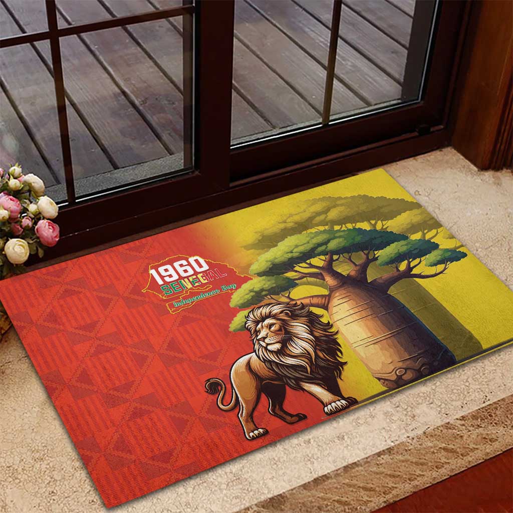 Afro Senegal Independence Day Rubber Doormat 65th Anniversary - Kente Pattern