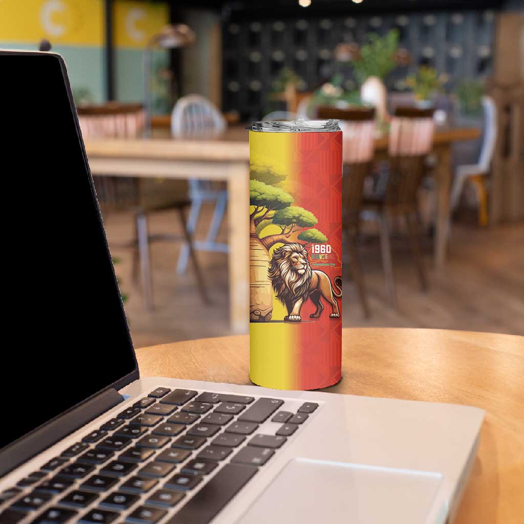 Afro Senegal Independence Day Skinny Tumbler 65th Anniversary - Kente Pattern